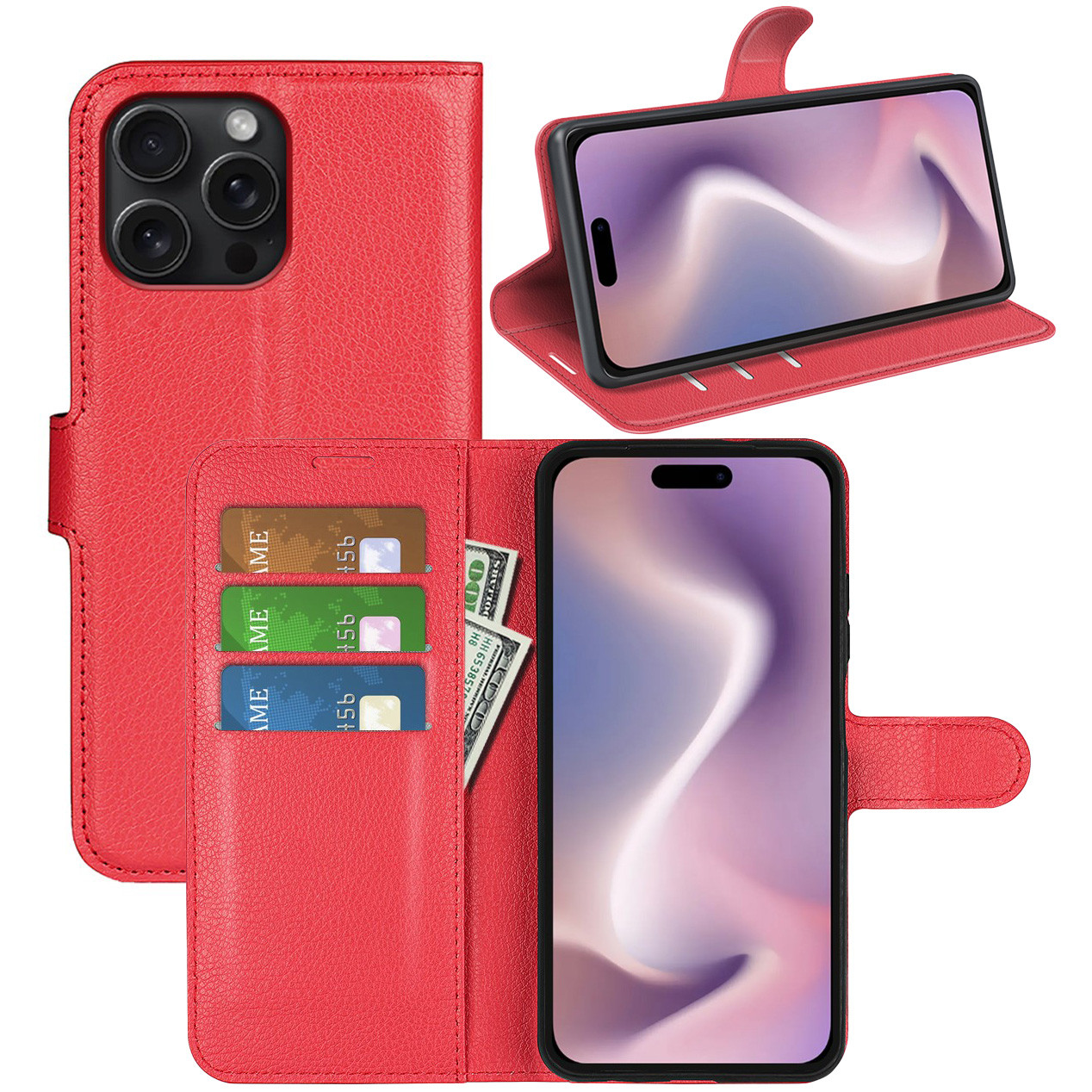Чохол-книжка Litchie Wallet для Apple iPhone 16 Pro Red, фото 1