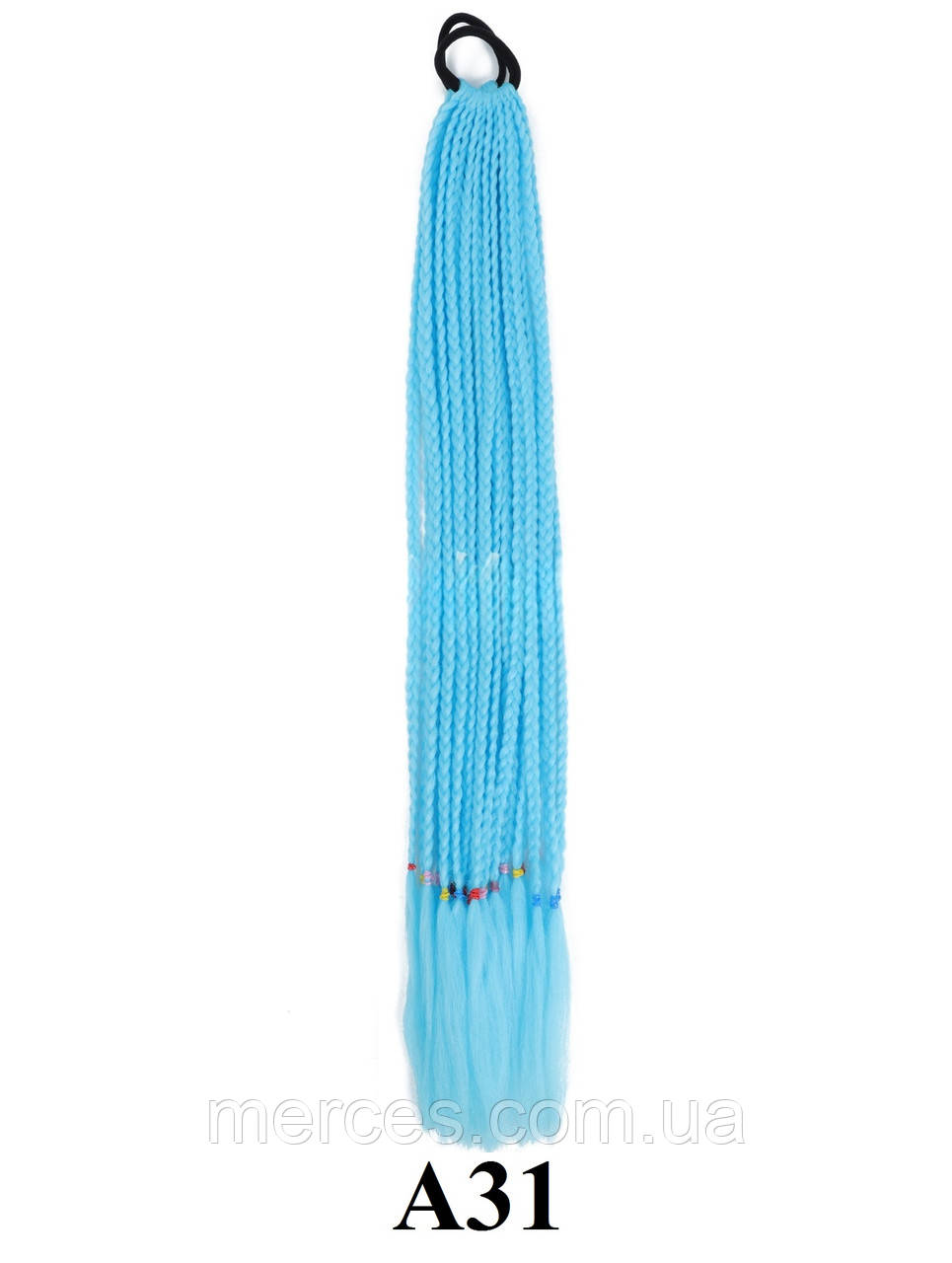 Канекалон на гумці Зізі 12шт. прямі кіски Zizi блакитний А31 афрокосички 60см 50грам вплетення в зачіску, фото 1