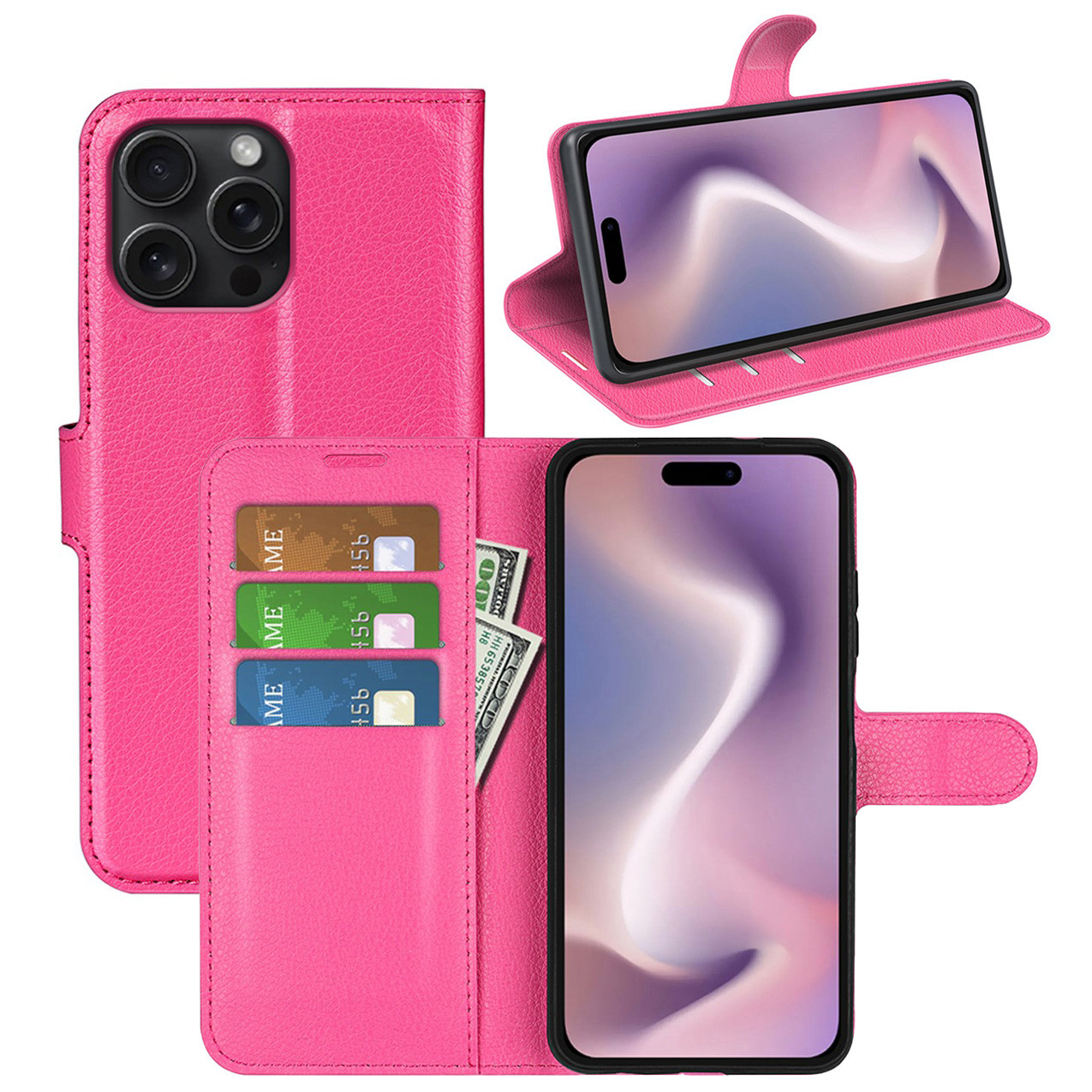 Чохол-книжка Litchie Wallet для Apple iPhone 16 Pro Rose, фото 1