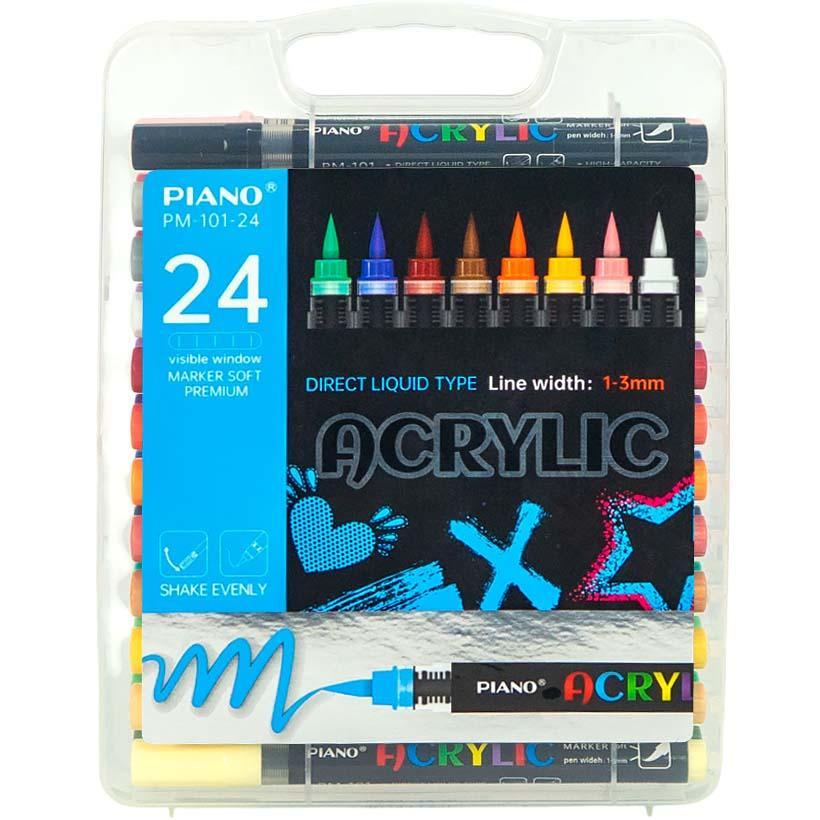Акриловий маркер Marker Premium PIANO PM-101 наконечник пензель, 24 кольори