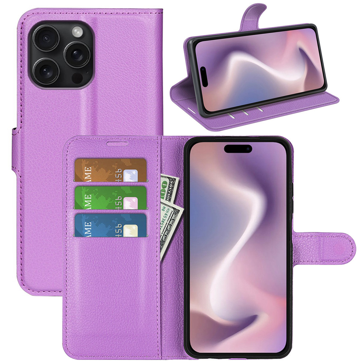 Чохол-книжка Litchie Wallet для Apple iPhone 16 Pro Violet, фото 1