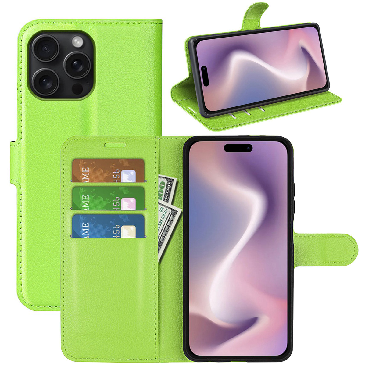 Чохол-книжка Litchie Wallet для Apple iPhone 16 Pro Light Green, фото 1