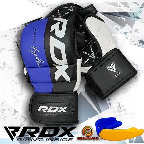 Рукавички для ММА змішаних єдиноборств рукопашного бою Битки Шингарти RDX T6 Blue розмір М капа в комплекті