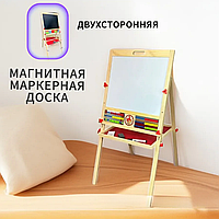 Мольберт на ніжках, Мистецтво для дітей, Дошка мольберт для малювання крейдою (6в1), Магнітний мольберт, THO