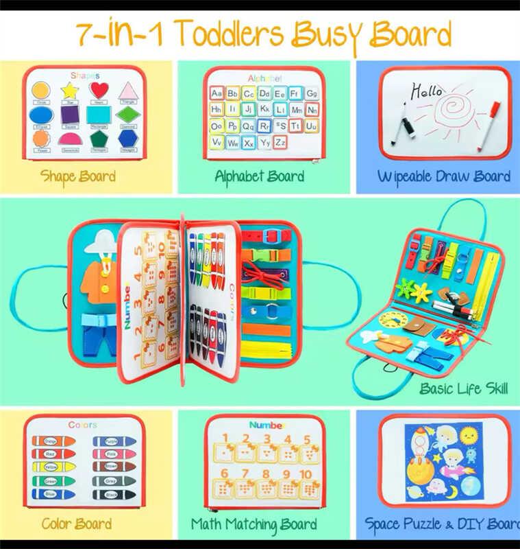 Логічна папка дитяча - 7в1, елементи на липучках, кольори, цифри, дошка пиши-стирай, 2 маркери C 70899