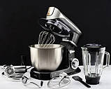 Кухонна машина комбайн Zepline ZP-072 Міксер тістоміс 7 л Блендер 1,5 л М'ясорубка 6 режимів 3200 Вт Чорний/Сірий, фото 4