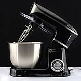 Кухонна машина комбайн Zepline ZP-072 Міксер тістоміс 7 л Блендер 1,5 л М'ясорубка 6 режимів 3200 Вт Чорний/Сірий, фото 6