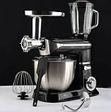 Кухонна машина комбайн Zepline ZP-072 Міксер тістоміс 7 л Блендер 1,5 л М'ясорубка 6 режимів 3200 Вт Чорний/Сірий, фото 7