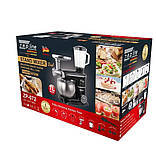 Кухонна машина комбайн Zepline ZP-072 Міксер тістоміс 7 л Блендер 1,5 л М'ясорубка 6 режимів 3200 Вт Чорний/Сірий, фото 8