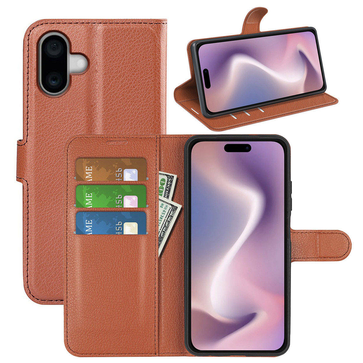 Чохол-книжка Litchie Wallet для Apple iPhone 16 Brown, фото 1