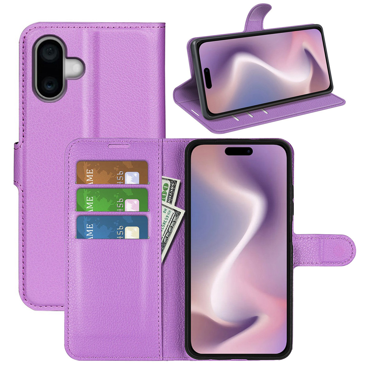 Чохол-книжка Litchie Wallet для Apple iPhone 16 Plus Violet, фото 1