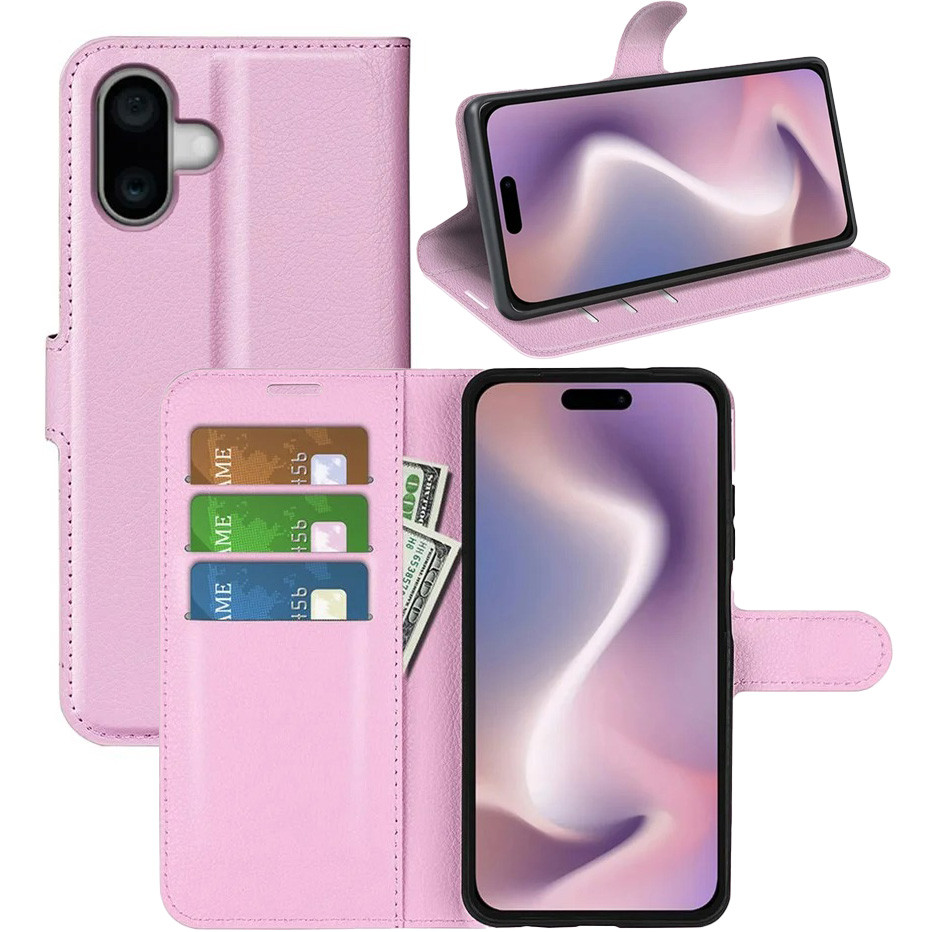 Чохол-книжка Litchie Wallet для Apple iPhone 16 Plus Light Pink, фото 1