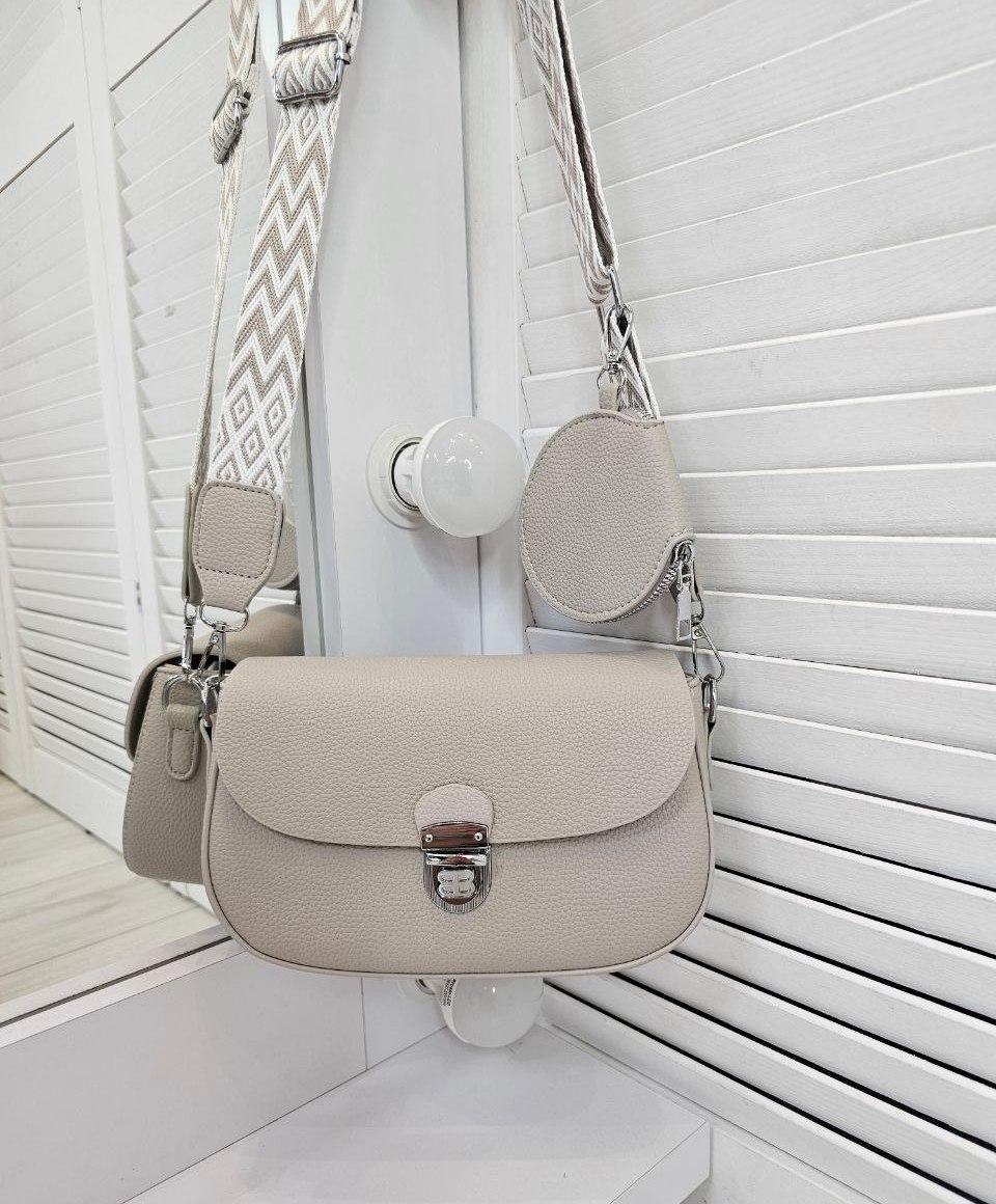 Жіноча сумочка через плече з клапаном сумка клатч сіра екошкіра