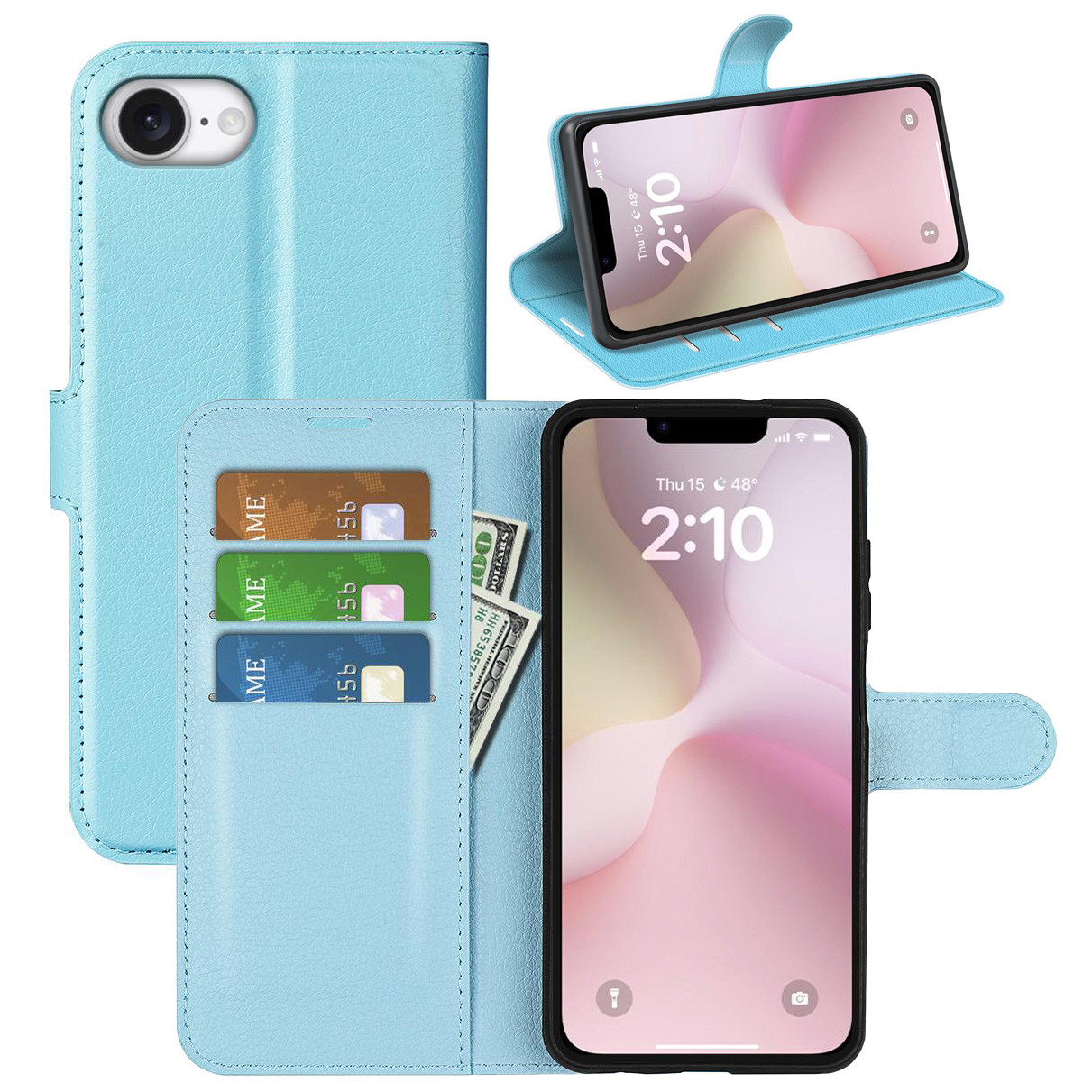 Чохол-книжка Litchie Wallet для Apple iPhone 16e Light Blue, фото 1