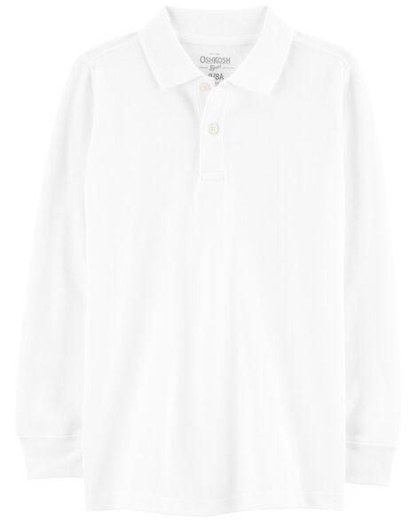 Белая школьная рубашка-поло OshKosh с длинным рукавом на мальчика 10 лет (136–142 рост)