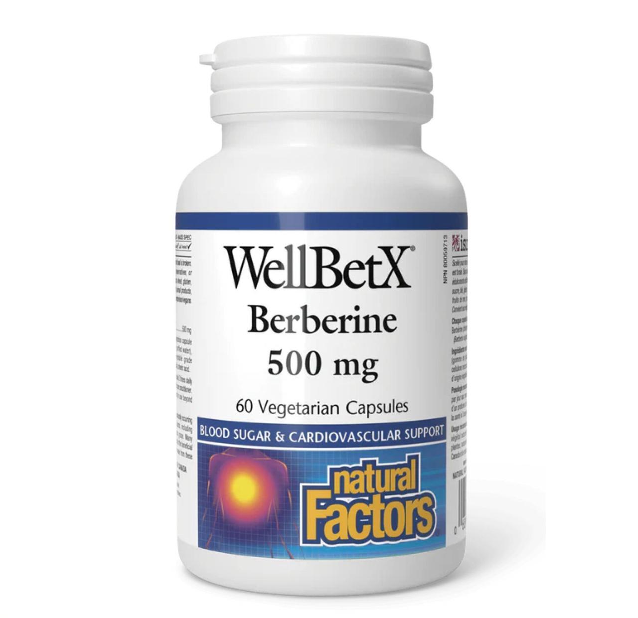 Берберін Natural Factors WellBetX Berberine 500 мг, 60 вегетаріанських капсул, фото 1