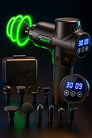 Перкуссионный массажер для тела с LCD-дисплеем, 30 скоростей портативный ударный вибромассажер с 6 насадками