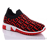 Мокасини сліпони жіночі текстильні сітка на повну ногу червоні, фото 6