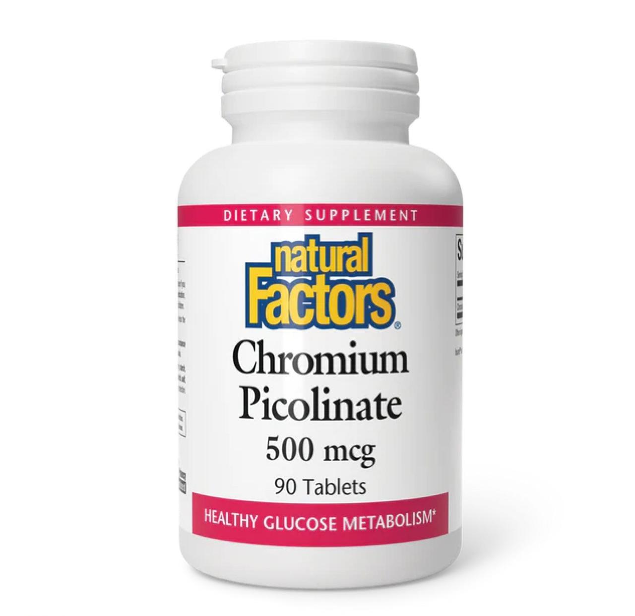 Хром Піколінат Natural Factors Chromium Picolinate 500 мкг, 90 таблеток, фото 1