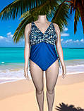 Купальник жіночий суцільний суцільний синій/леопард 4XL 54 великий розмір, фото 6
