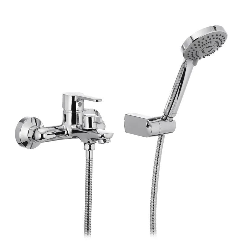 Змішувач для ванни Ibergrif Square M13222 (IB0025) однобарашковий, з литим виливом 100 мм, хромований, з шлангом і лійкою