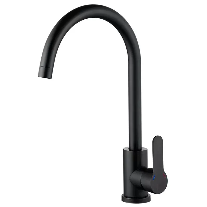 Змішувач для кухні Zerix DAX-011 Black із нерж. сталі SUS304 настінний (ZX4817) — одноважільний змішувач для кухні