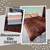 Двустороннее меховое покрывало шиншилла из искусственного меха Очень красивый мягкий плед евро размера