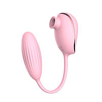 Вакуумний стимулятор клітора з віброяйцем High End Suction Love Egg PINK