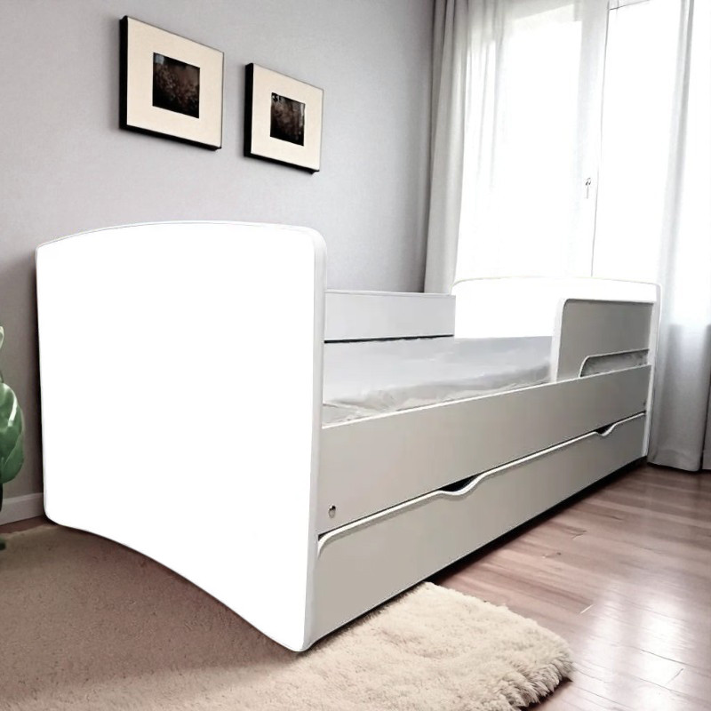 Ліжко універсальне для підлітка Кіндер Кул на ламелях із захисними бортиками, шухляда в комплекті, фото 1