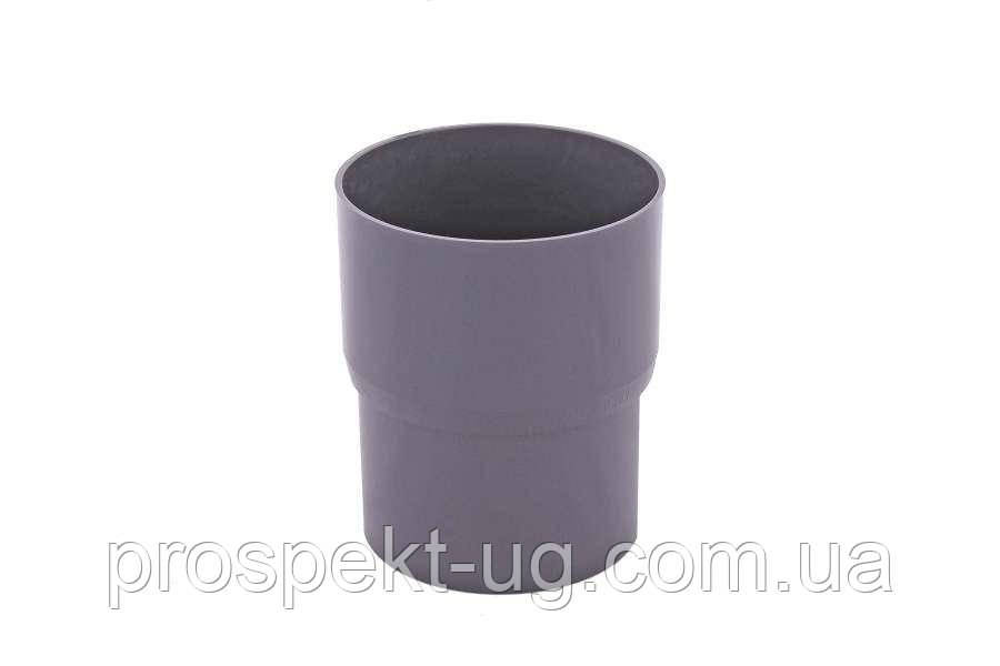 З'єднувач водостічної труби 100 пластиковий графітовий Profil, фото 1