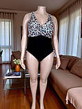 Купальник жіночий суцільний злитий чорний/леопард 5XL 56 великий розмір, фото 6
