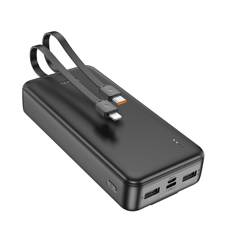 Зовнішній акумулятор HOCO J118A Speed energy power bank with cable(20000mAh) Black, фото 1