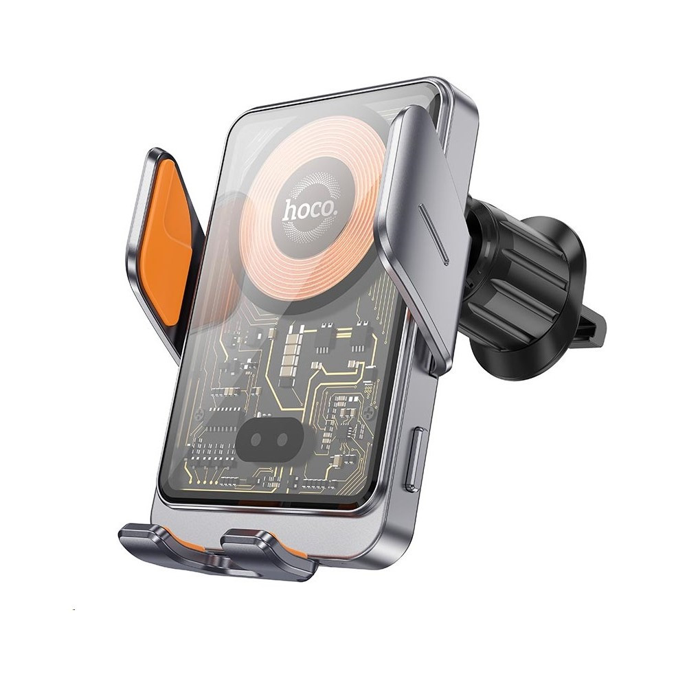 Автотримач для телефона з БЗП HOCO HW7 Transparent Discovery Edition wireless fast charging car holder(air, фото 1