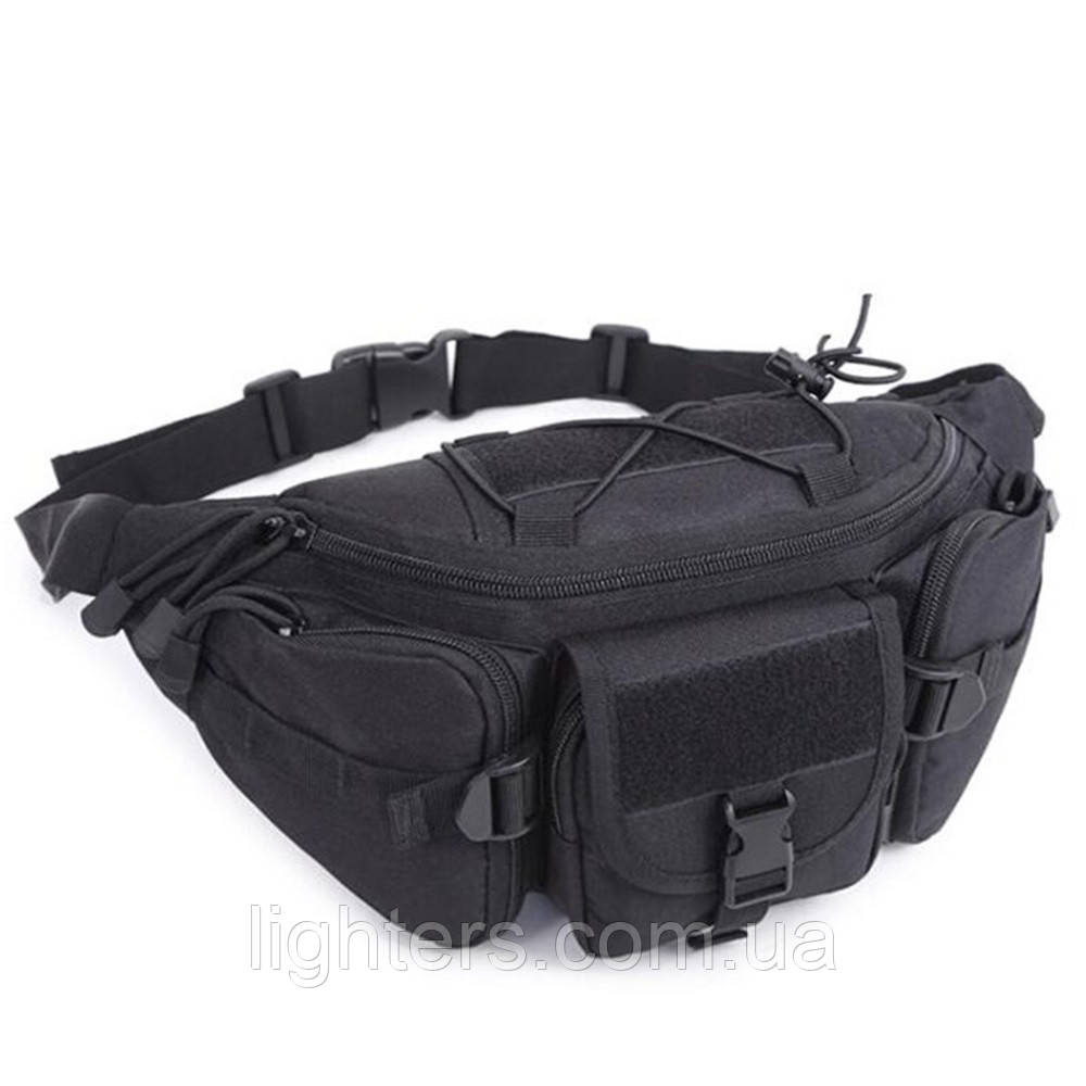 Тактична сумка поясна Fox армійська чорна сумка на плече повсякденна LG473 тактичні сумки чорні Fox, фото 1