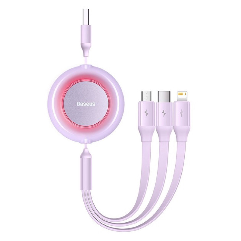 Кабель Baseus Bright Mirror 2 Series Retractable 3-in-1 Fast Charging Data Cable USB to M+L+C 3.5A 1.1m, фото 1