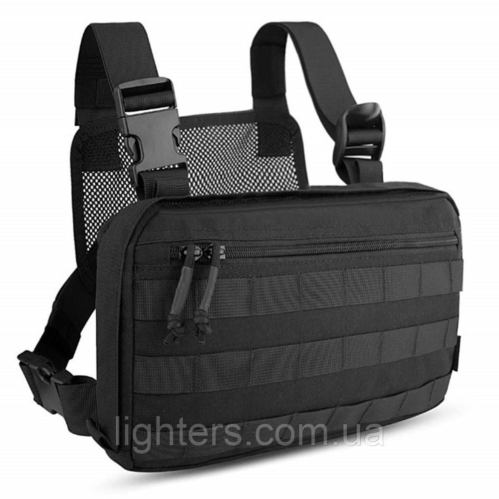 Тактична сумка бронежилет Army військова чорна нагрудна сумка LG-451 армійські сумки Army, фото 1