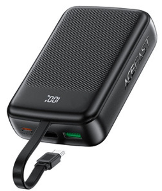 Зовнішній акумулятор ACEFAST M14 PD20W power bank with cable 20000mAh Black, фото 1