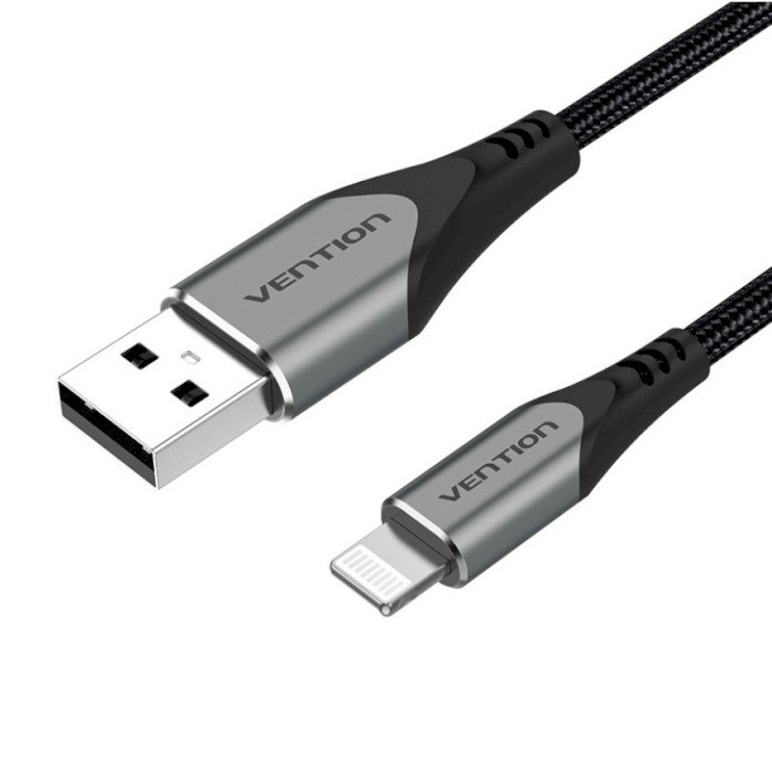 Кабель Vention USB 2.0 A to Lightning Cable 2M Gray Aluminum Alloy Type (LABHH), фото 1