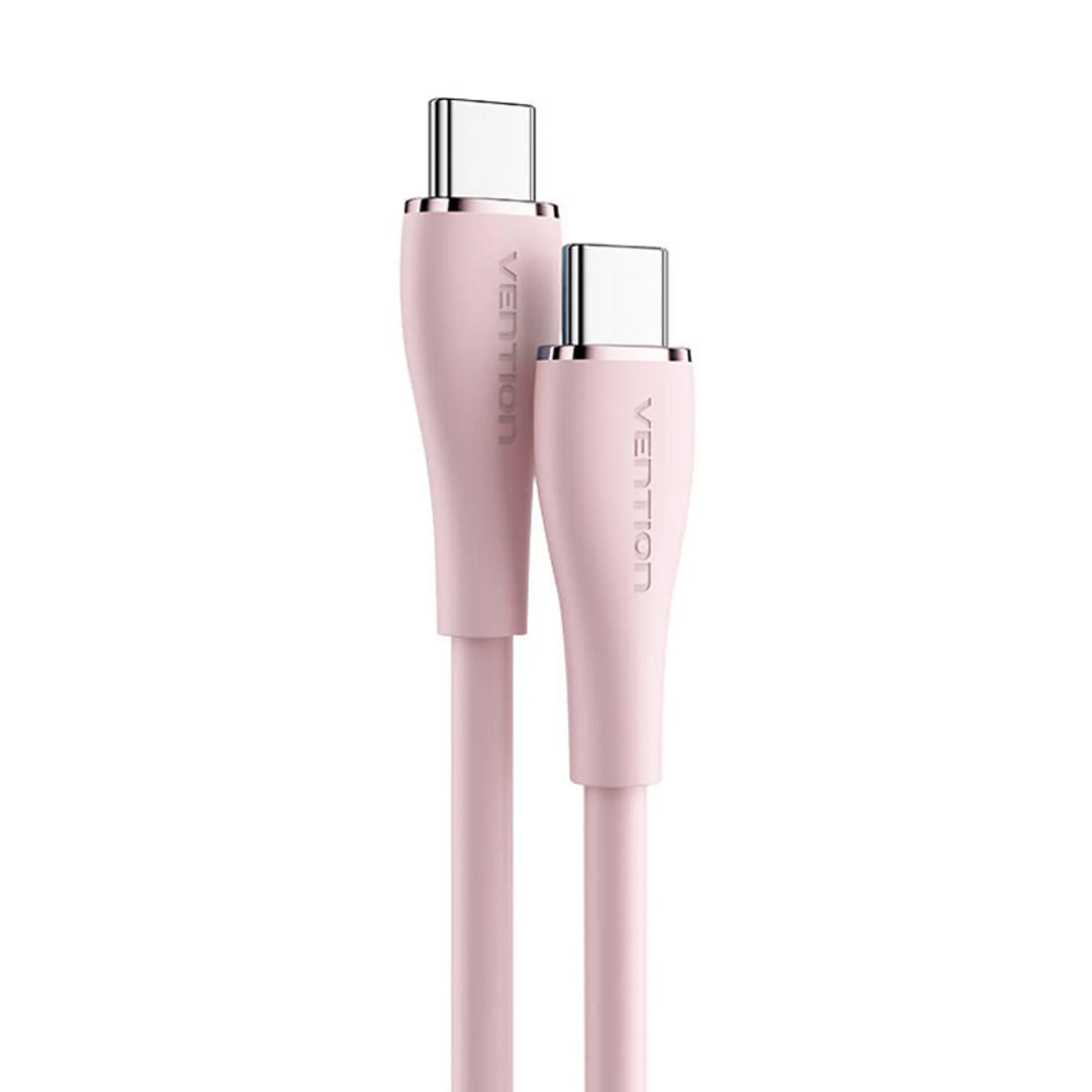 Кабель Vention USB 2.0 C Male to C Male 5A Cable 1.5M Pink Silicone Type (TAWPG), фото 1