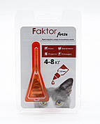 Фактор Форте Краплі Faktor forte для котів 4-8кг від бліх,кліщів,гельмінтів, 1 мл