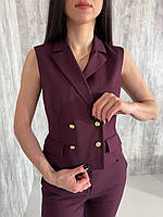 Костюм шорти - жилет бургунді