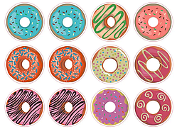 Наклейки для паковання | стикери Пончик (12 шт.)