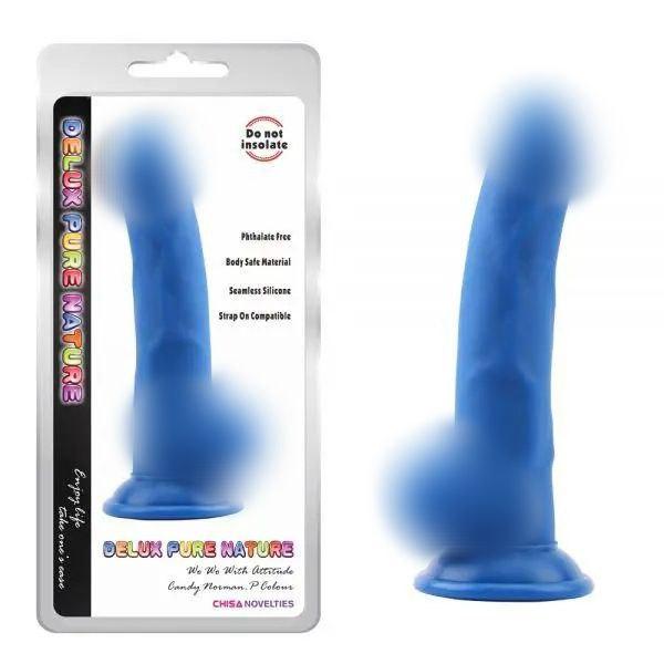 Імітатор члена, гумовий фалос Norman.P Синій рідкий силікон 21,5 см, фото 1