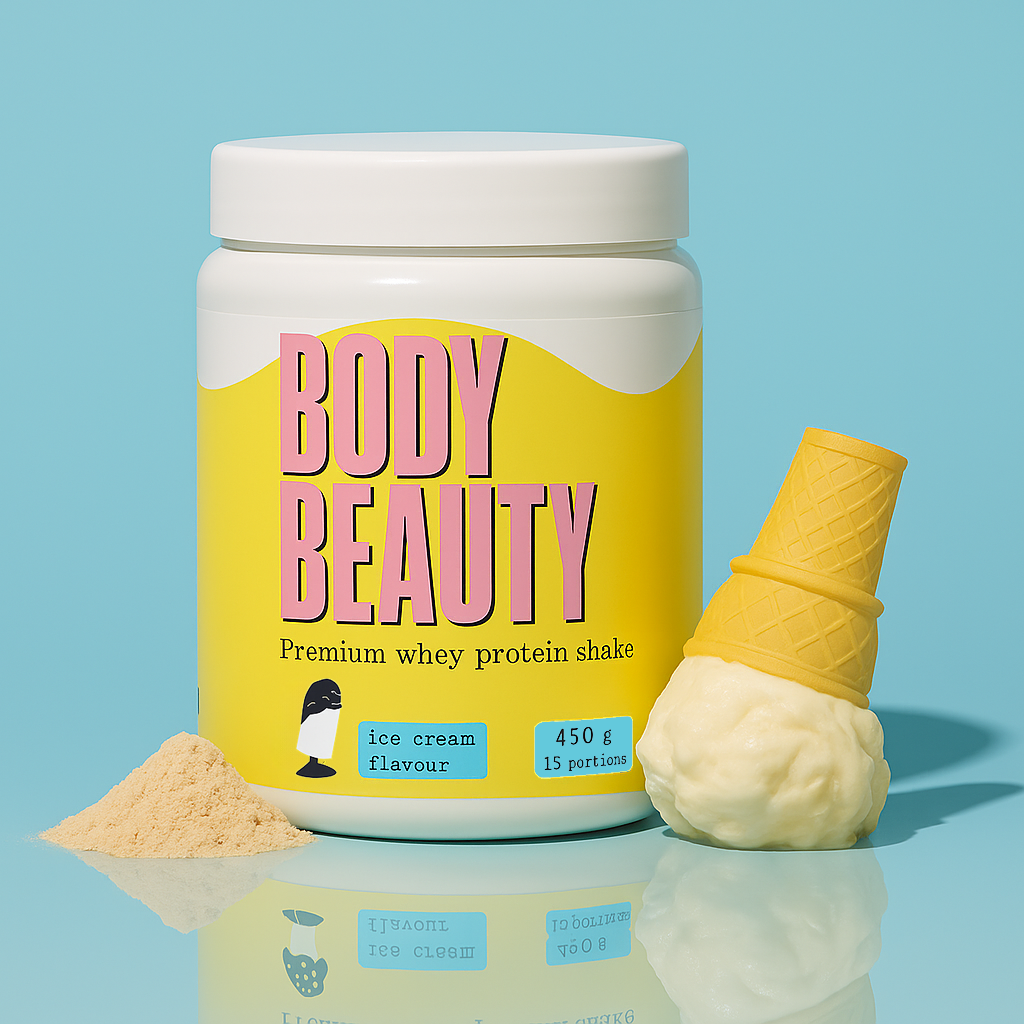 Протеїновий коктейль білковий 80% білка для набору ваги для жінок Body Beauty 450 гр. пломбір, фото 1