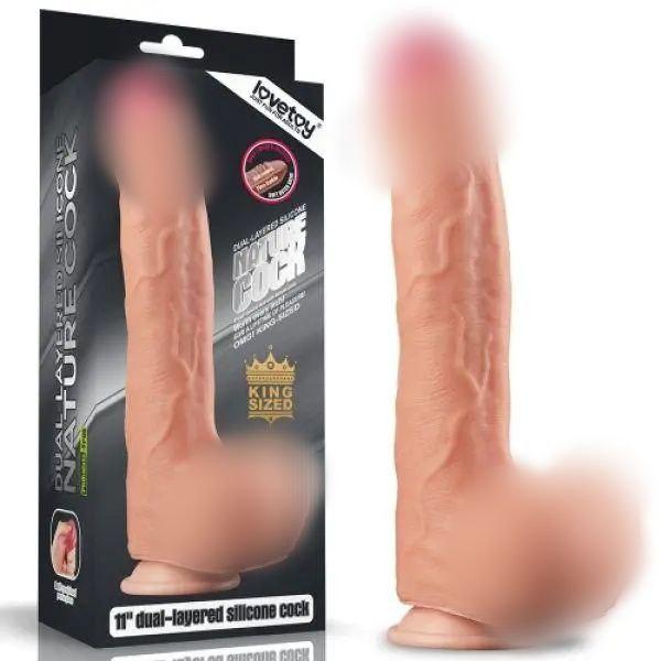 Фалоіммітатор, штучний фалос Lovetoy Dual Layer Liquid Silicone 11.0 дюймів, фото 1