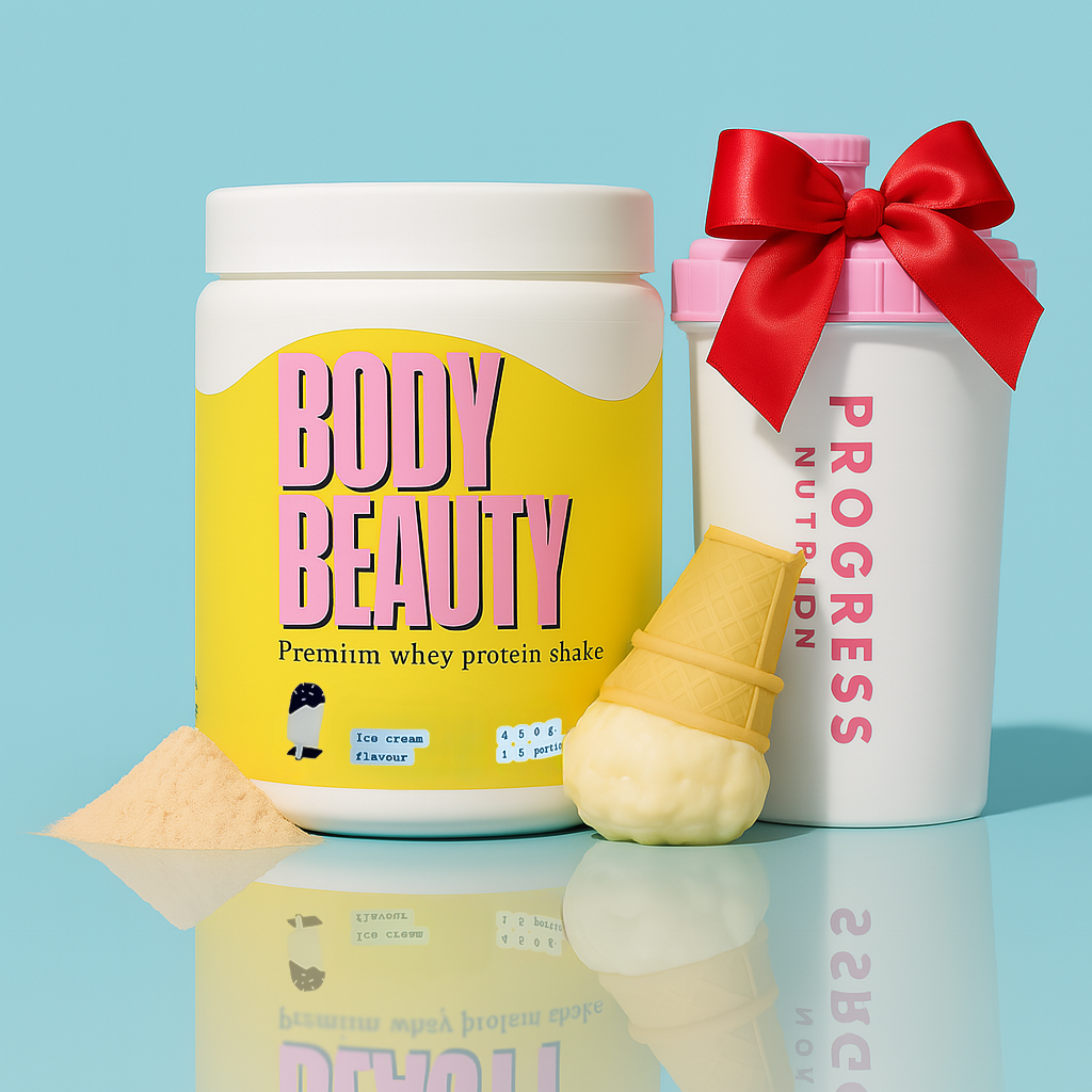 Протеїновий білковий коктейль для набору ваги для жінок Body Beauty пломбір + шейкер у подарунок, фото 1