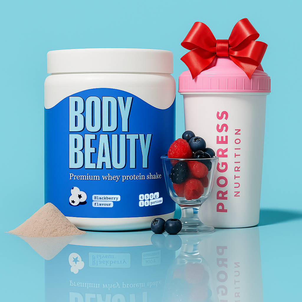 Протеїновий білковий коктейль для набору ваги для жінок Body Beauty ожина + шейкер у подарунок, фото 1