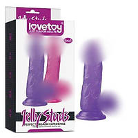 Самотик для жінок, штучний член Lovetoy Jelly Studs Crystal Dildo Small, фіолетовий, 15 см
