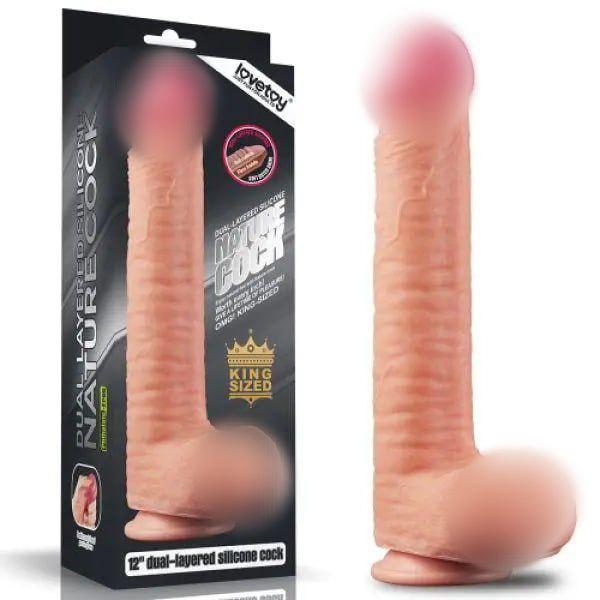 Фалоїмітатор, дилдо Lovetoy Dual Layered Platinum Silicone 12 дюймів