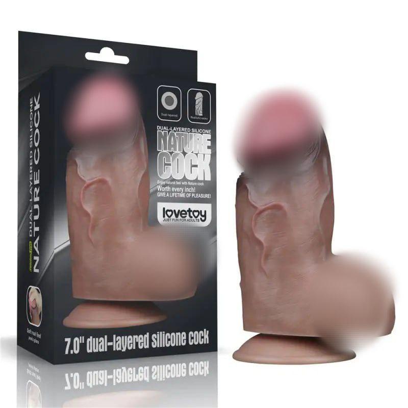 Фалоїмітатор, товстий дилдо Lovetoy Dual Layered Platinum Silicone 7 дюймів